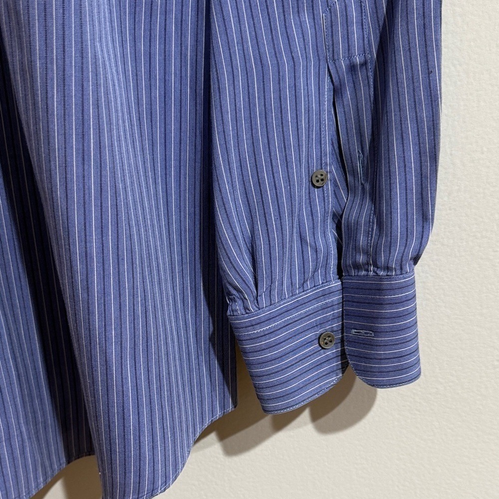 Ermenegildo Zegna Mens Blue White Striped Cotton Dress Shirt 16.5 42 Spain - Picture 5 of 14